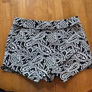 FOREVER 21: Black and white paisley shorts